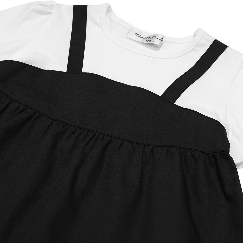 ベビー服 女の子 子ども服 こども服 キッズ 音符 ブランドロゴ 刺繍 重ね着風 ティーシャツ ブラック(00) デザインポイント2