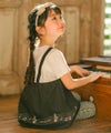 ベビー服 女の子 子ども服 こども服 キッズ 音符 ブランドロゴ 刺繍 重ね着風 ティーシャツ ブラック(00) モデル画像アップ