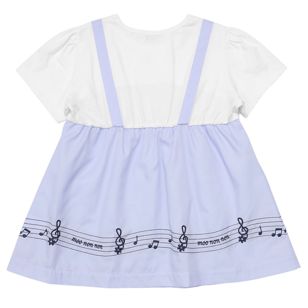 ベビー服 女の子 子ども服 こども服 キッズ 音符 ブランドロゴ 刺繍 重ね着風 ティーシャツ ブルー(61) 背面