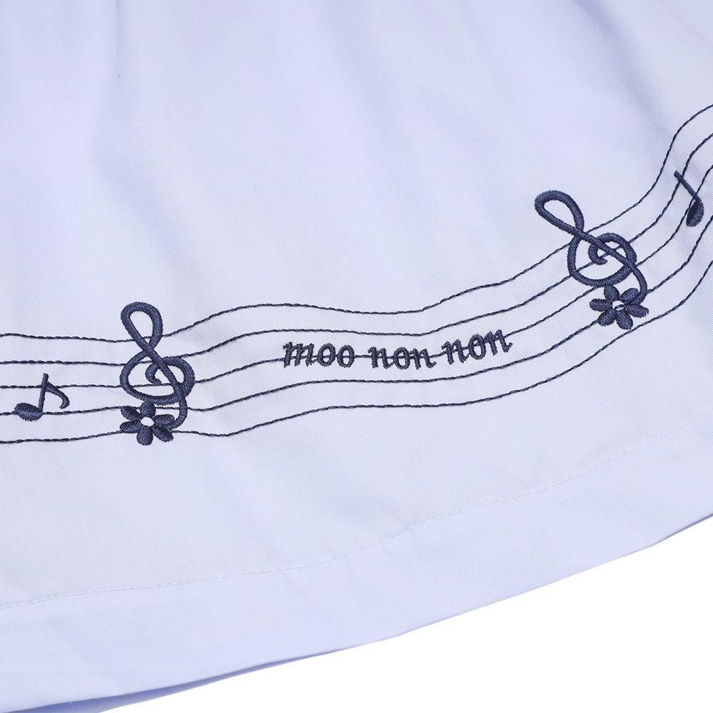 ベビー服 女の子 音符＆ブランドロゴ刺繍 重ね着風Tシャツ ブルー(61) デザインポイント1