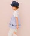 ベビー服 女の子 子ども服 こども服 キッズ 音符 ブランドロゴ 刺繍 重ね着風 ティーシャツ ブルー(61) モデル画像2