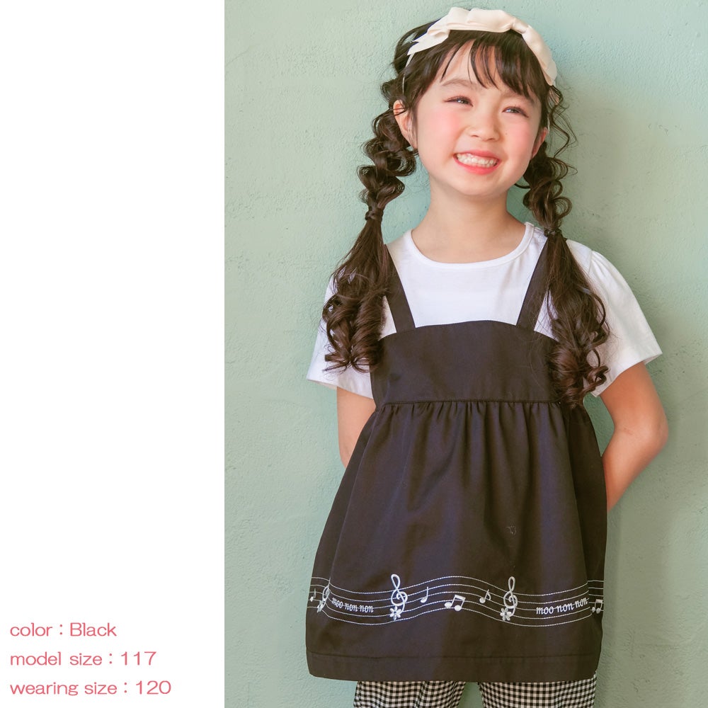 ベビー服 女の子 子ども服 こども服 キッズ 音符 ブランドロゴ 刺繍 重ね着風 ティーシャツ
