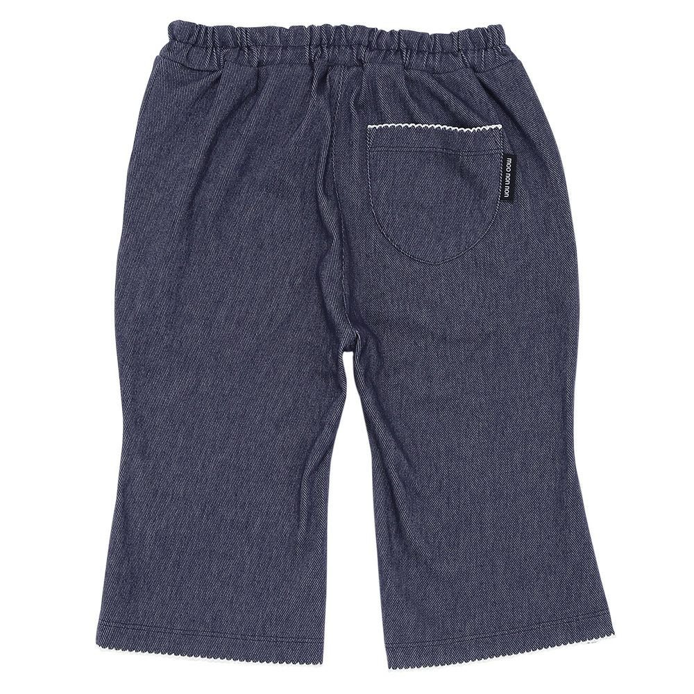 ベビー服 女の子 デニムツイルニット チェリー刺繍 ブーツカットパンツ ネイビー(06) 背面