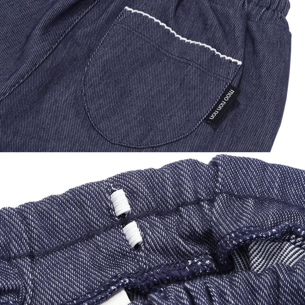 ベビー服 女の子 デニムツイルニット チェリー刺繍 ブーツカットパンツ ネイビー(06) デザインポイント2