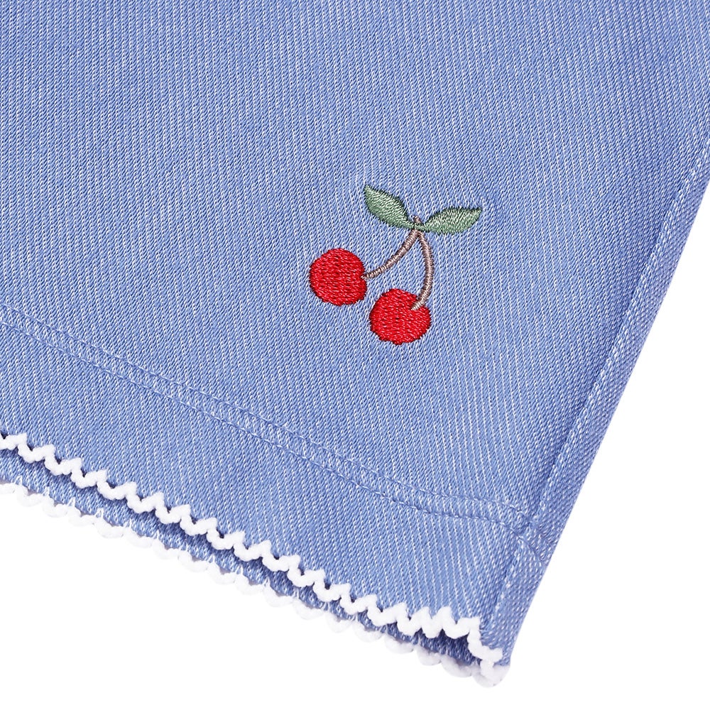ベビー服 女の子 子ども服 こども キッズ デニム ツイルニット チェリー刺繍 ブーツカットパンツ ブルー(61) デザインポイント1