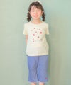 ベビー服 女の子 子ども服 こども キッズ デニム ツイルニット チェリー刺繍 ブーツカットパンツ ブルー(61) モデル画像アップ