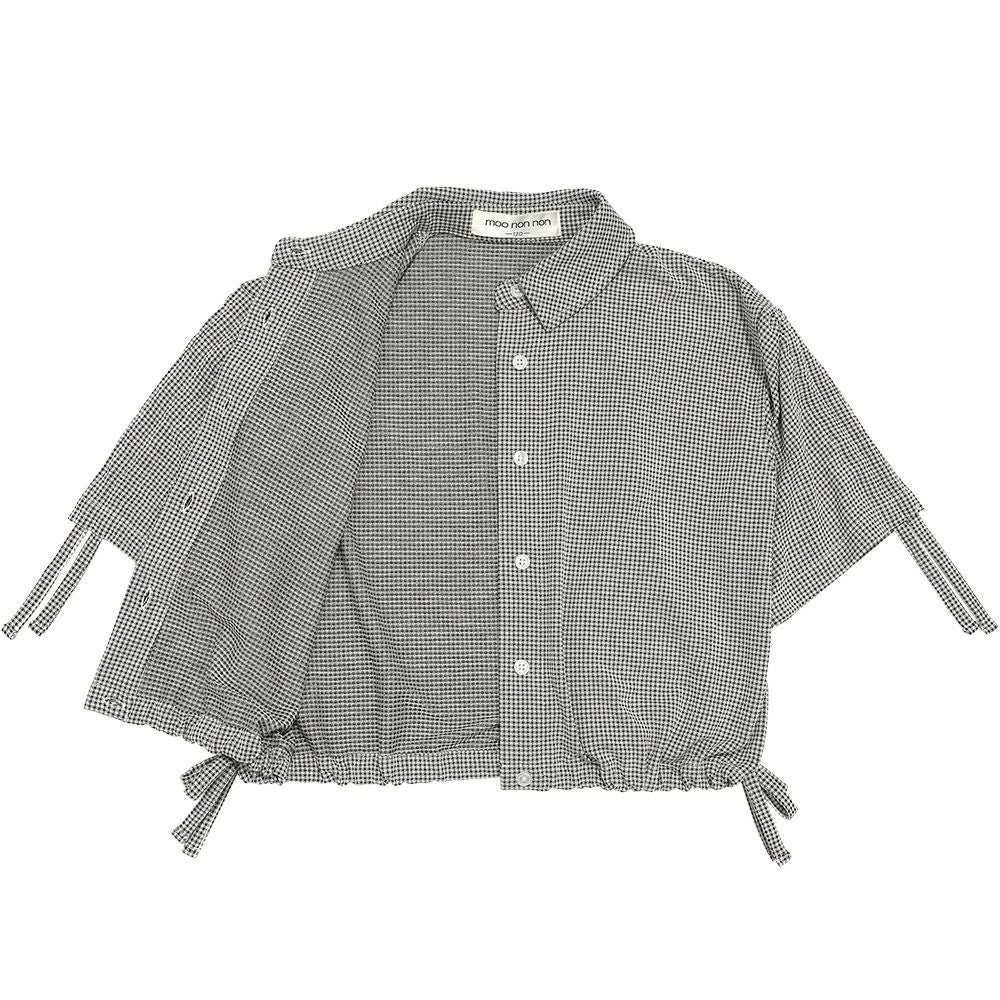 子供服 女の子 チェック柄 2way 襟付き前開きシャツ ホワイト×ブラック(10) デザインポイント2