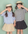 子供服 女の子 チェック柄 2way 襟付き前開きシャツ ホワイト×ブラック(10) モデル画像1