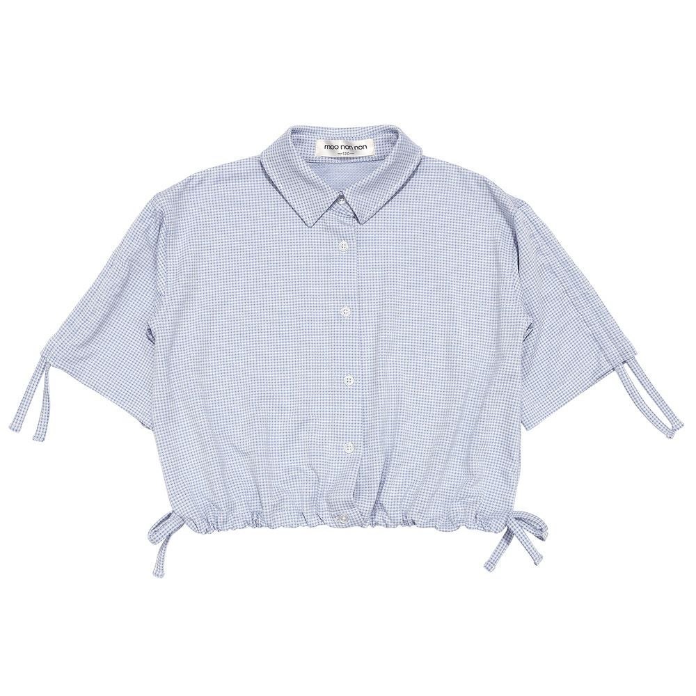 子供服 女の子 チェック柄 2way 襟付き前開きシャツ ブルー(61) 正面