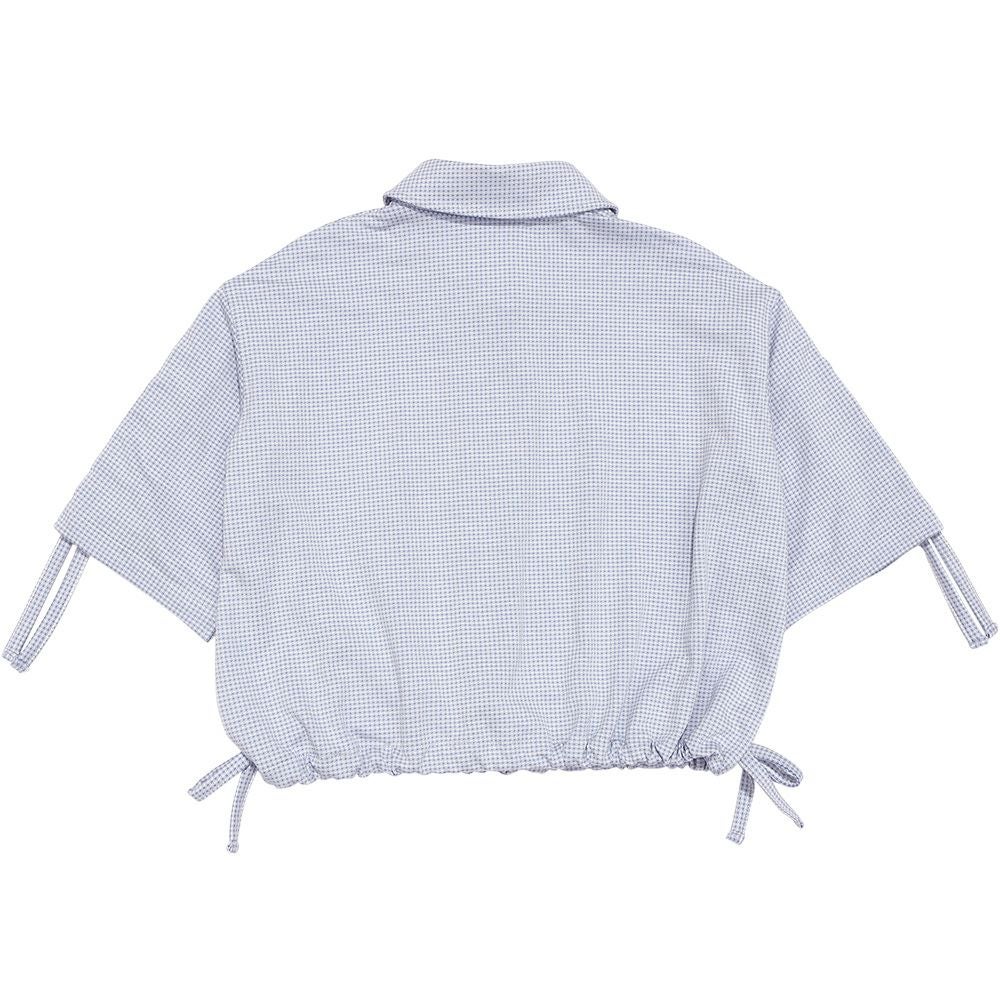 子供服 女の子 チェック柄 2way 襟付き前開きシャツ ブルー(61) 背面