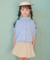 子供服 女の子 チェック柄 2way 襟付き前開きシャツ ブルー(61) モデル画像1