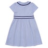 子供服 女の子 ストライプ柄 襟付き ギャザーワンピース ブルー(61) 背面