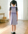 子供服 女の子 ストライプ柄 襟付き ギャザーワンピース ブルー(61) モデル画像3
