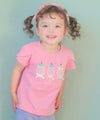 ベビー服 女の子 綿100％ クリームソーダ刺繍Tシャツ ピンク(02) モデル画像アップ