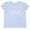 ベビー服 女の子 綿100％ クリームソーダ刺繍Tシャツ ブルー(61) 正面