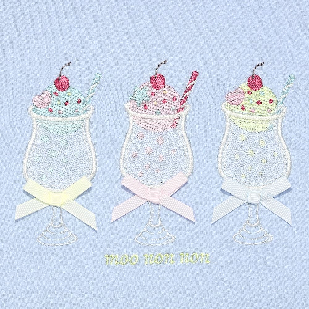 ベビー服 女の子 綿100％ クリームソーダ刺繍Tシャツ ブルー(61) デザインポイント1