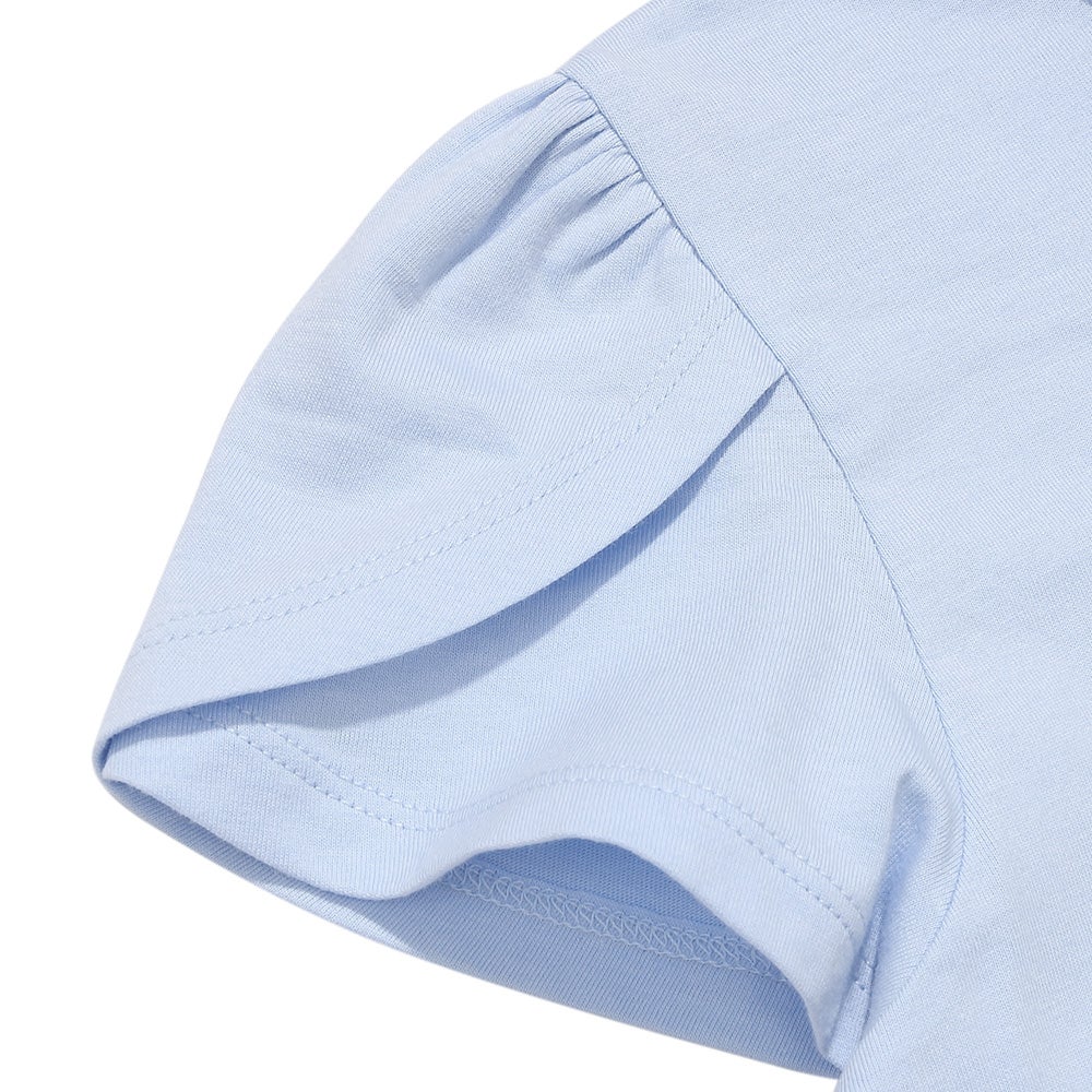 ベビー服 女の子 子ども服 こども服 キッズ 綿100％ クリームソーダ 刺繍 リボン チューリップ袖 ブルー(61) デザインポイント2