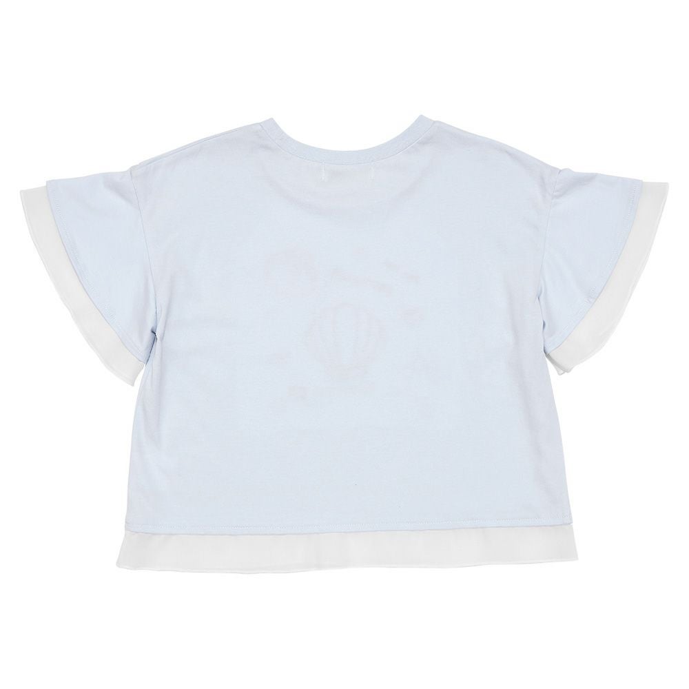 子供服 女の子 貝殻＆マーメイド刺繍 シフォン切り替えショート丈Tシャツ ブルー(61) 背面