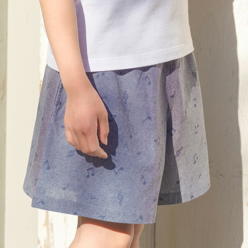 子供服 女の子 オリジナル音符プリント ダンガリーキュロットパンツ