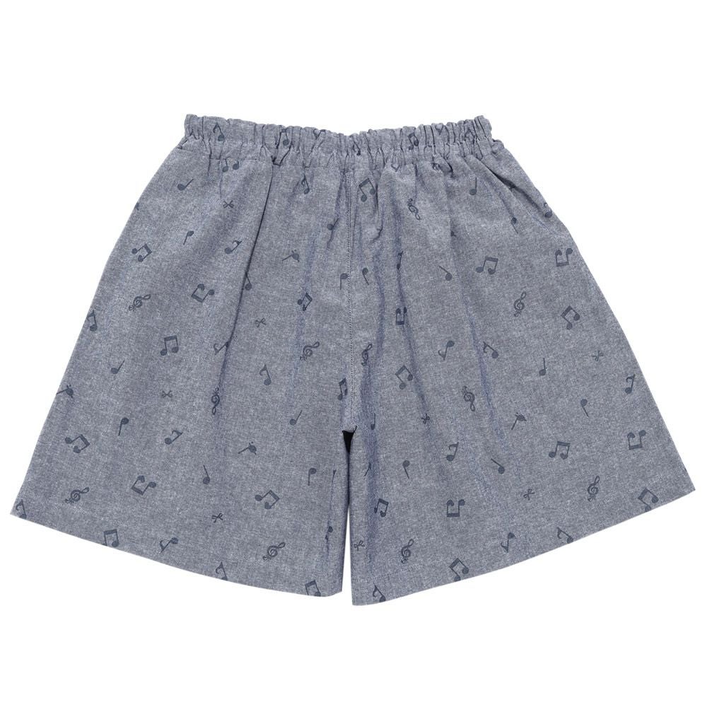 子供服 女の子 オリジナル音符プリント ダンガリーキュロットパンツ ネイビー(06) 背面