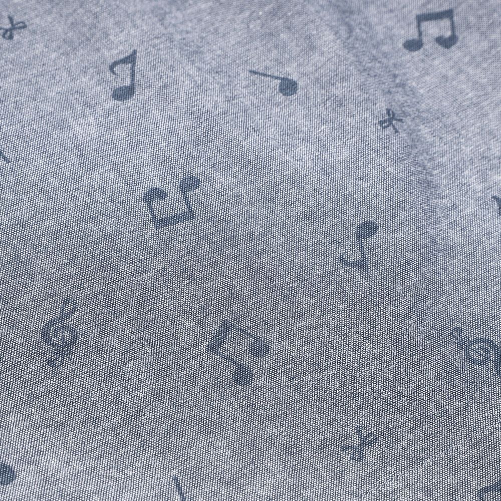 子供服 女の子 オリジナル音符プリント ダンガリーキュロットパンツ ネイビー(06) デザインポイント1