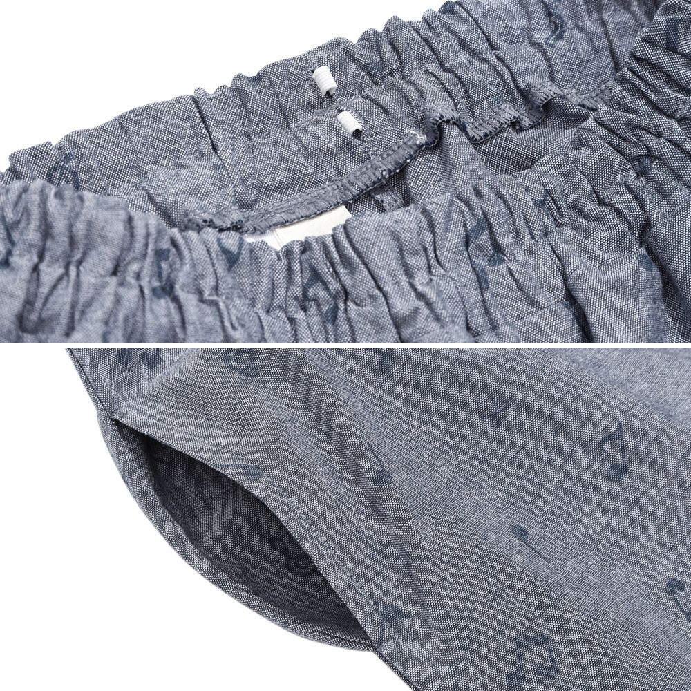 子供服 女の子 オリジナル音符プリント ダンガリーキュロットパンツ ネイビー(06) デザインポイント2