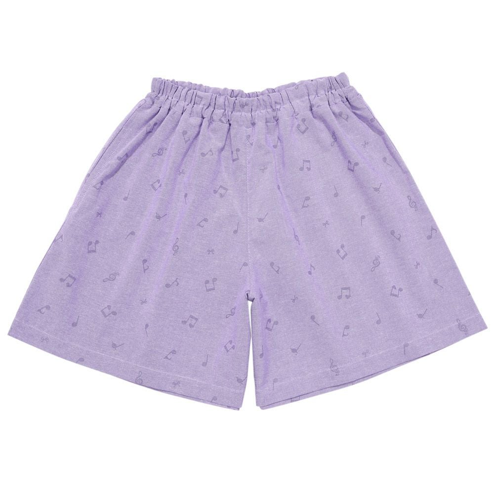 子供服 女の子 オリジナル音符プリント ダンガリーキュロットパンツ パープル(91) 正面