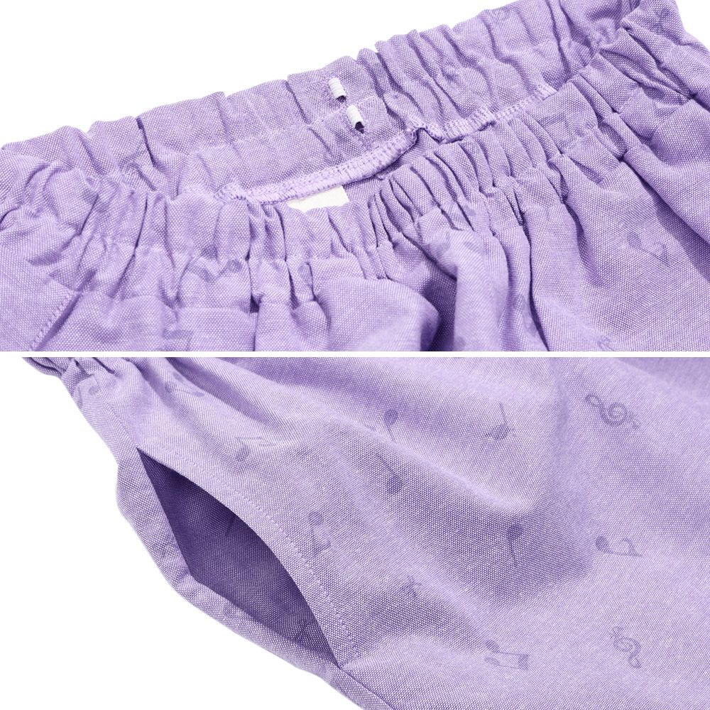 子供服 女の子 オリジナル音符プリント ダンガリーキュロットパンツ パープル(91) デザインポイント2