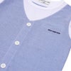 ベビー服 男の子 ストライプ柄ベスト切り替え 重ね着風Tシャツ ブルー(61) デザインポイント1