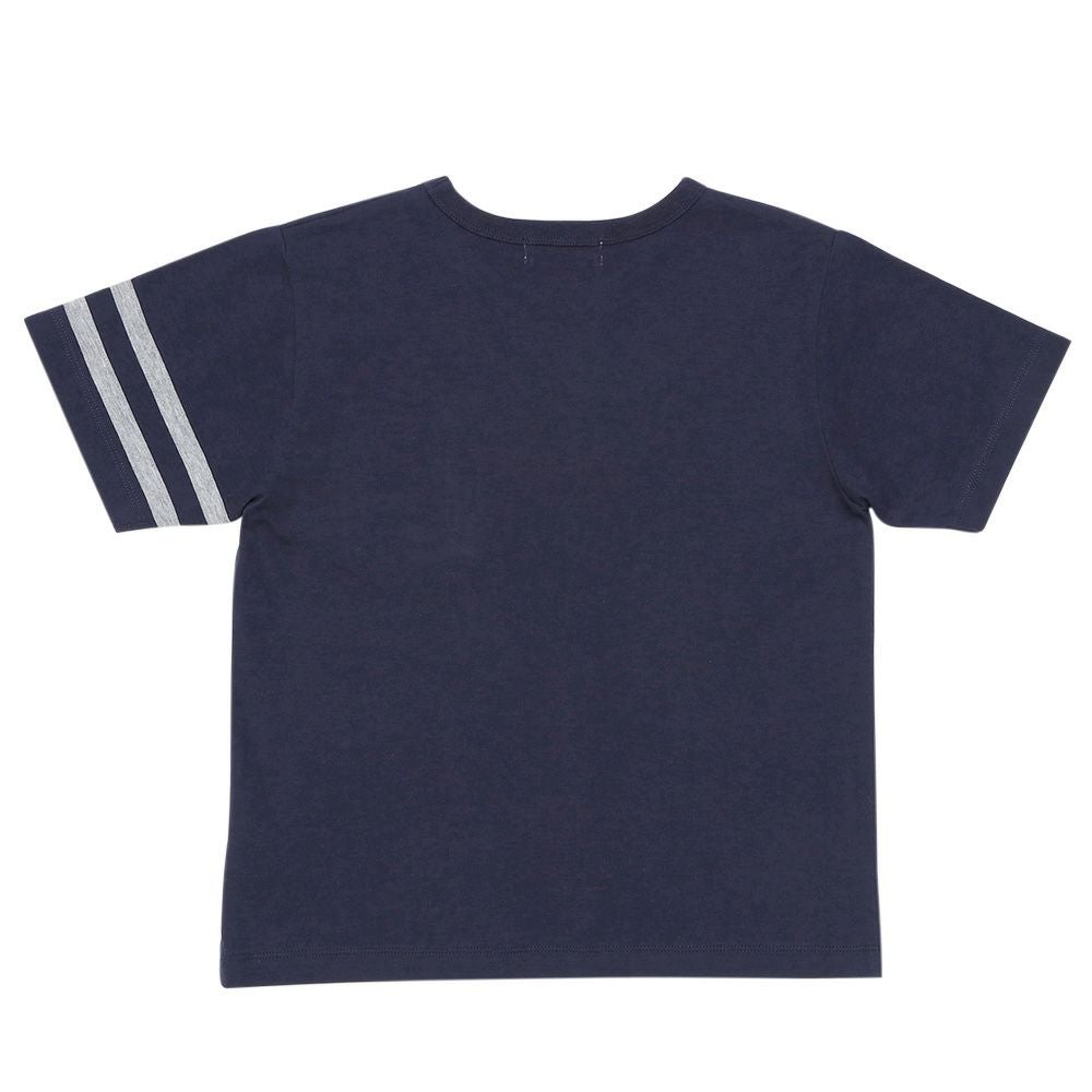 ベビー服 男の子 綿100％ ロゴ刺繍ポケットつきTシャツ ネイビー(06) 背面