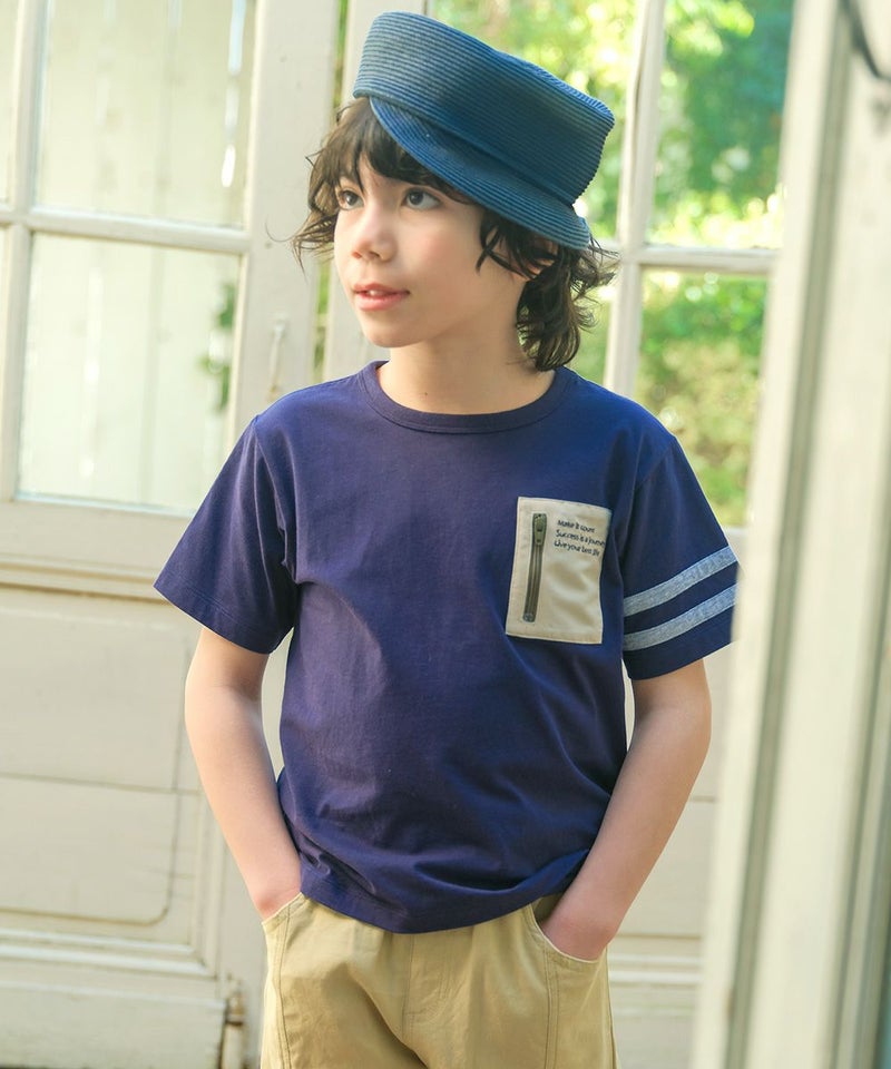 ロゴ刺繍ラグラン袖ポケットつきトレーナー