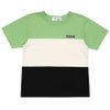 ベビー服 男の子 ロゴ刺繍ワッペンつき 切り替えTシャツ グリーン(08) 正面