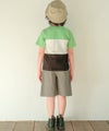 ベビー服 男の子 ロゴ刺繍ワッペンつき 切り替えTシャツ グリーン(08) モデル画像4