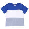 ベビー服 男の子 ロゴ刺繍ワッペンつき 切り替えTシャツ ブルー(61) 正面