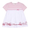 ベビー服 女の子 綿100％ チェリー リボン ロゴ刺繍 チュニックTシャツ ピンク(02) 正面