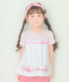 ベビー服 女の子 綿100％ チェリー リボン ロゴ刺繍 チュニックTシャツ ピンク(02) 