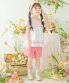 ベビー服 女の子 綿100％ チェリー リボン ロゴ刺繍 チュニックTシャツ ピンク(02) 