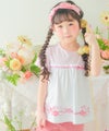 ベビー服 女の子 綿100％ チェリー リボン ロゴ刺繍 チュニックTシャツ ピンク(02) 