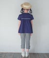 ベビー服 女の子 綿100％ チェリー リボン ロゴ刺繍 チュニックTシャツ ネイビー(06) モデル画像3
