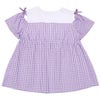 子供服 女の子 ギンガムチェック柄 リボンつき肩あきTシャツ パープル(91) 背面