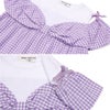 子供服 女の子 ギンガムチェック柄 リボンつき肩あきTシャツ パープル(91) デザインポイント1
