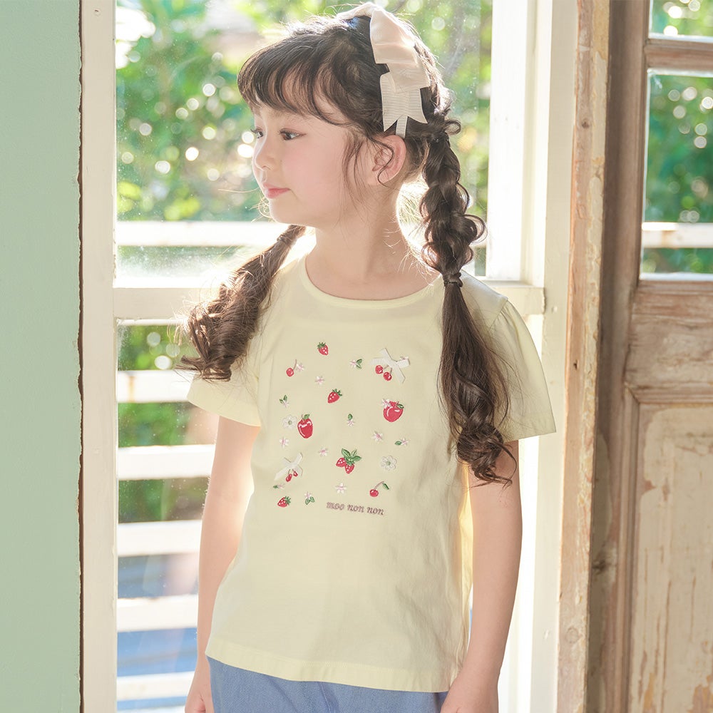 ベビー服 女の子 子ども服 こども服 こども キッズ 綿100％ リボン りんご イチゴ チェリー 刺繍