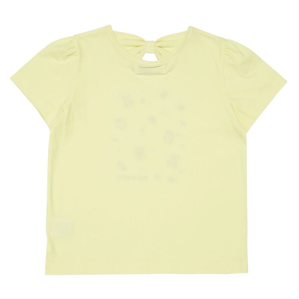 ベビー服 女の子 綿100％ リボン チェリー刺繍Tシャツ イエロー(04) 背面