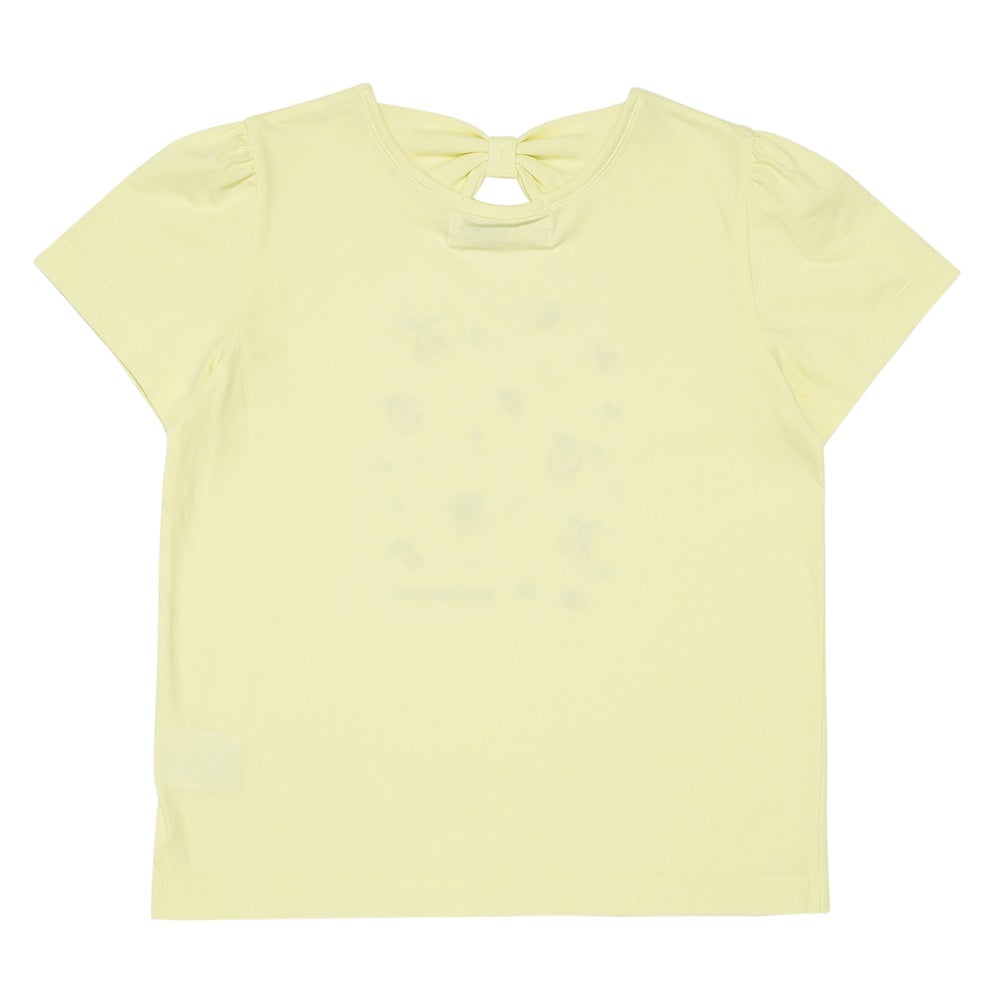 ベビー服 女の子 子ども服 こども服 こども キッズ 綿100％ リボン りんご イチゴ チェリー 刺繍 イエロー(04) 背面