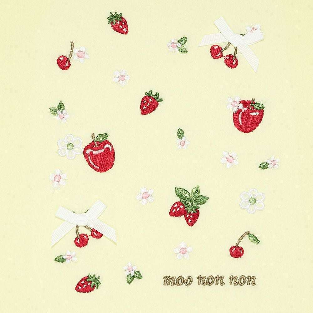 ベビー服 女の子 綿100％ リボン チェリー刺繍Tシャツ イエロー(04) デザインポイント1