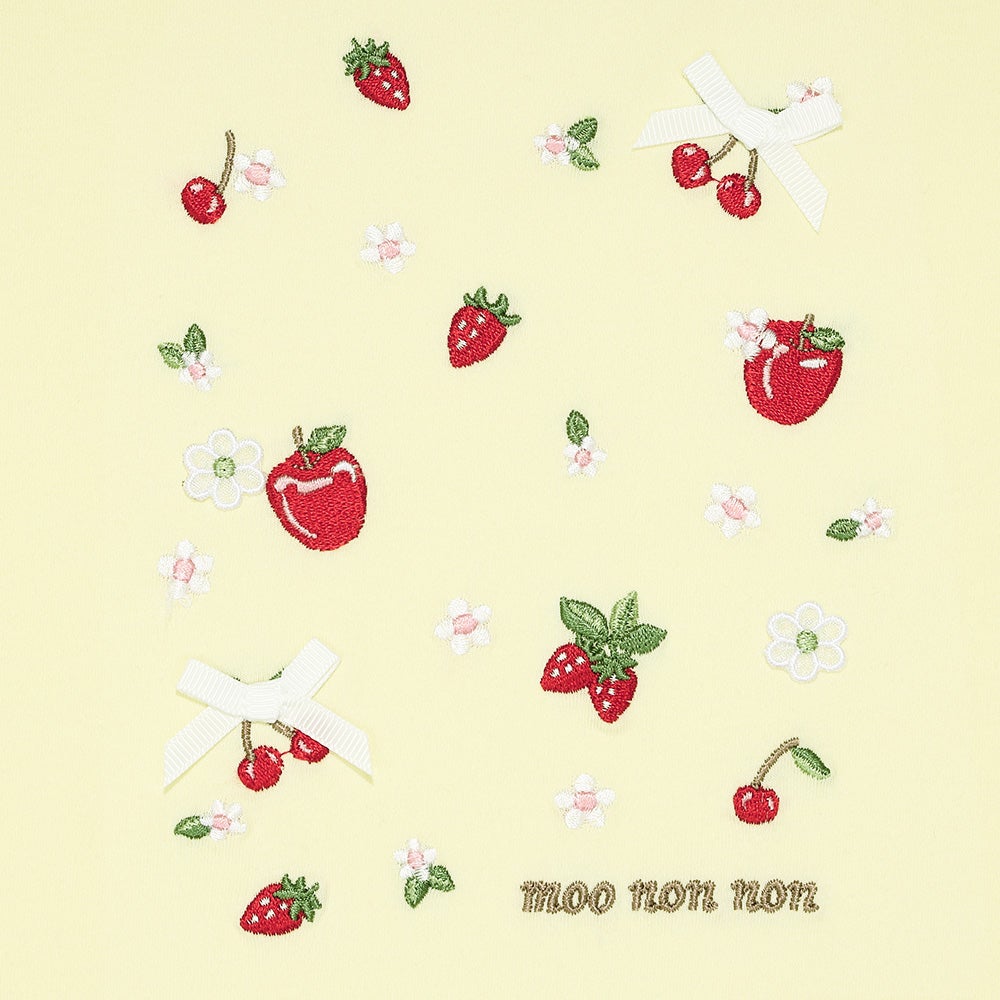 ベビー服 女の子 子ども服 こども服 こども キッズ 綿100％ リボン りんご イチゴ チェリー 刺繍 イエロー(04) デザインポイント1