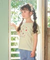 ベビー服 女の子 綿100％ リボン チェリー刺繍Tシャツ イエロー(04) モデル画像2