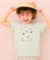ベビー服 女の子 子ども服 こども服 こども キッズ 綿100％ リボン りんご イチゴ チェリー 刺繍 グリーン(08) モデル画像アップ