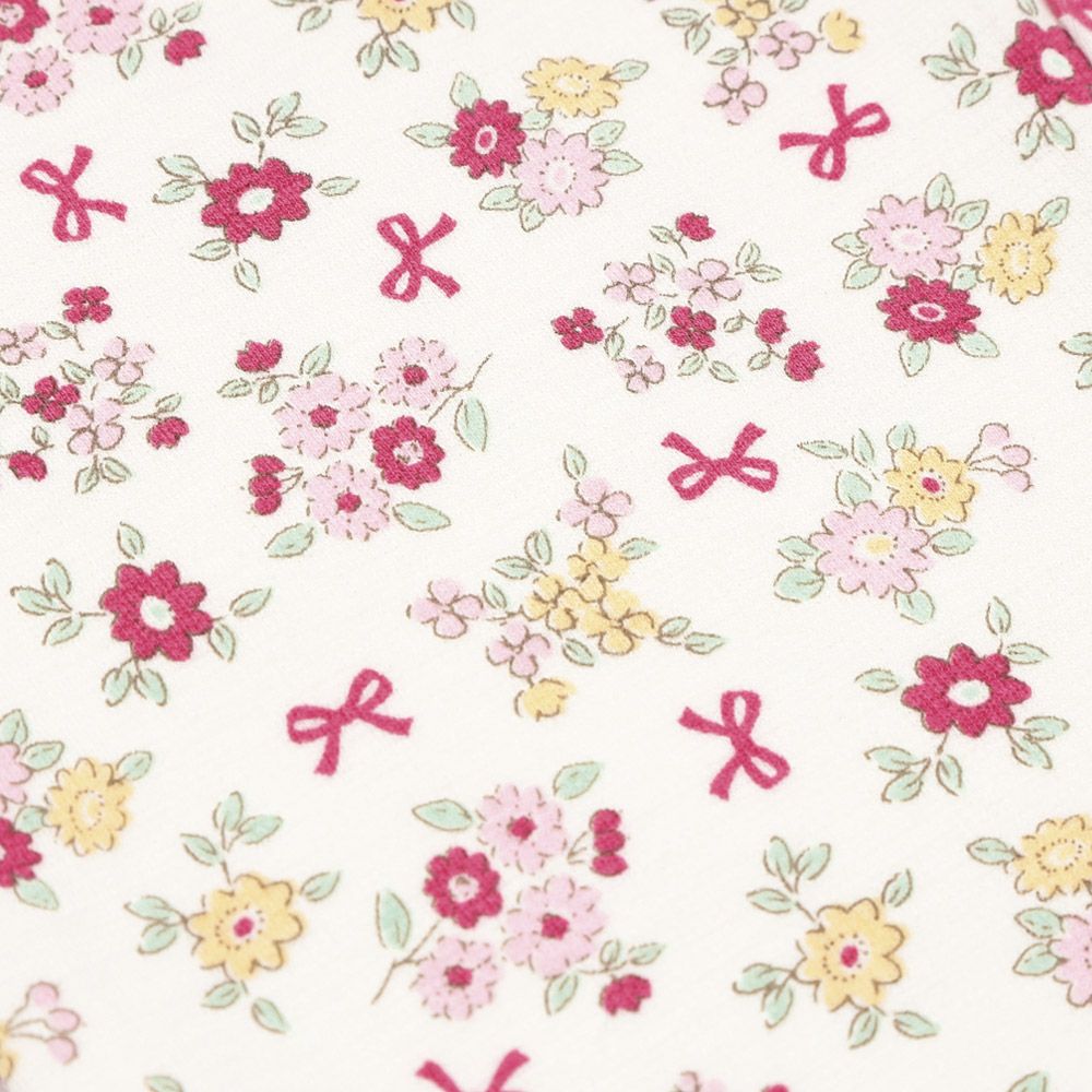 ベビー服 女の子 オーガニックコットン 花柄 7分丈 レギンスパンツ ピンク(02) デザインポイント1