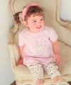 ベビー服 女の子 オーガニックコットン 花柄 7分丈 レギンスパンツ ピンク(02) モデル画像3